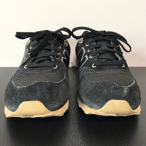 New Balance Boys 574 V1 Outdoor Activist Black Tan Suede Leather Retro Sneakers - Picture 5 of 16